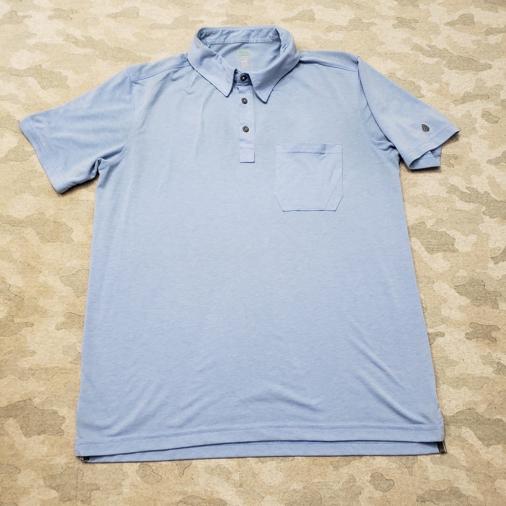 Stio Polo Shirt Mens Medium Blue Pocket Short Sleeve Outdoors Hiking Trail Camp